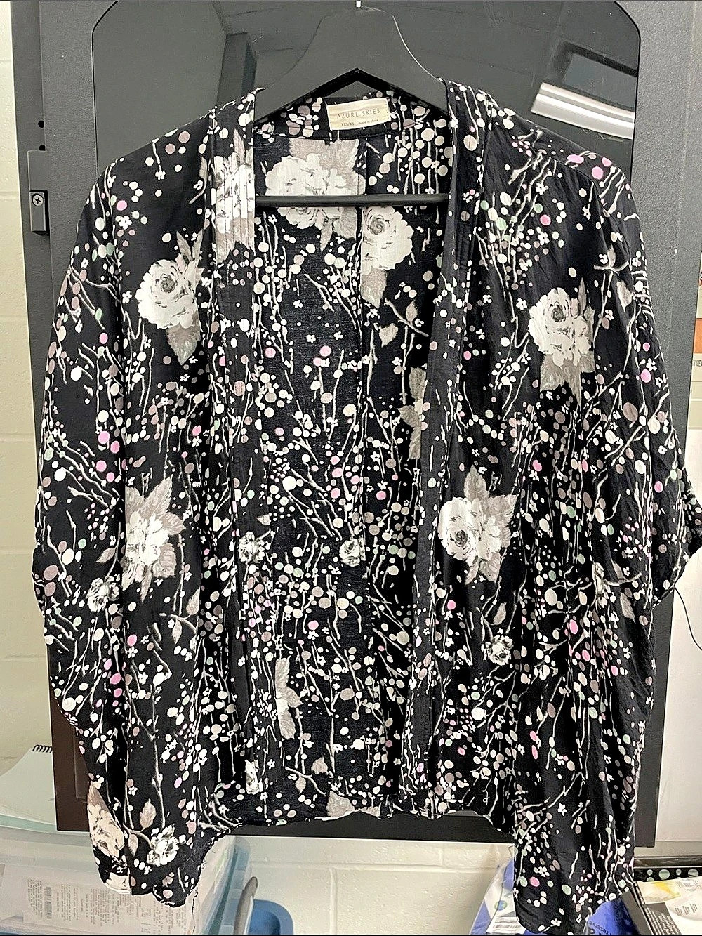 Azure Skies Floral Print Lightweight Jacket Size XS Like New